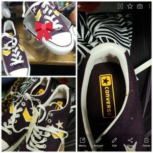 Converse Tennis Shoes Purple and Yellow